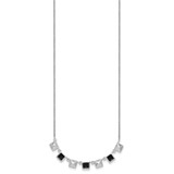 Sterling Silver Rhodium-plated Polished Black CZ and Pyramid Squares 17.75 inch Necklace