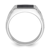 Sterling Silver Rhodium-plated Polished Black Onyx Men's Ring - QR-43AE4A24-3403