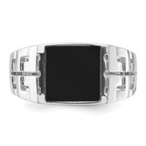 Sterling Silver Rhodium-plated Polished Black Onyx Men's Ring - QR-440CF21D-4508