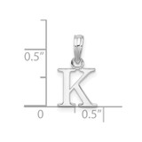 Sterling Silver Rhodium-plated Polished Block Initial -K- Pendant