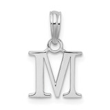 Sterling Silver Rhodium-plated Polished Block Initial -M- Pendant