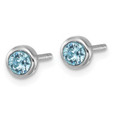 Sterling Silver Rhodium-Plated Polished Blue Crystal 3.5mm Post Earrings