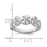 Sterling Silver Rhodium-plated Polished Blue Crystal 5 Sand Dollar Ring - PL-10C02221-6735