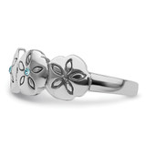 Sterling Silver Rhodium-plated Polished Blue Crystal 5 Sand Dollar Ring - PL-5A0A45A3-1716