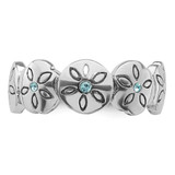 Sterling Silver Rhodium-plated Polished Blue Crystal 5 Sand Dollar Ring - PL-5A0A45A3-1716