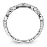 Sterling Silver Rhodium-plated Polished Blue Crystal 5 Sand Dollar Ring - PL-5E77E907-2863