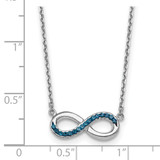 Sterling Silver Rhodium-Plated Polished Blue Crystal Eternity 16.5 inch with a 2 inch extention Necklace