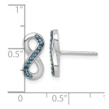 Sterling Silver Rhodium-Plated Polished Blue Crystal Eternity Post Earrings