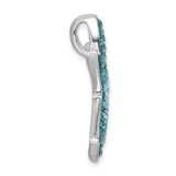 Sterling Silver Rhodium-plated Polished Blue Crystal Star Fish Chain Slide