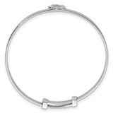 Sterling Silver Rhodium-plated Polished Blue CZ Flower Childrens Expandable Bangle