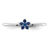 Sterling Silver Rhodium-plated Polished Blue CZ Flower Ring - QR-9AB3D9D2-6252