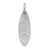 Sterling Silver Rhodium-plated Polished Blue Enamel Turtle Surfboard Pendant - QP-219A57B2-6087