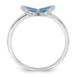 Sterling Silver Rhodium-plated Polished Blue Lab Created Opal Butterfly Size 6 Ring