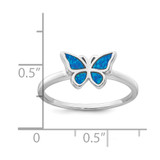 Sterling Silver Rhodium-plated Polished Blue Lab Created Opal Butterfly Size 7 Ring