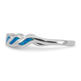 Sterling Silver Rhodium-plated Polished Blue Lab Created Opal Wave Size 7 Ring