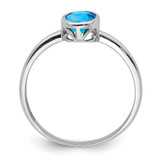 Sterling Silver Rhodium-plated Polished Blue Topaz Oval Ring - QR-D1F9DC0A-6314