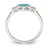 Sterling Silver Rhodium-plated Polished Blue Topaz/White Topaz Ring - QR-FF4EB9C4-3931
