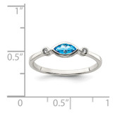 Sterling Silver Rhodium-plated Polished Blue Topaz/White Topaz Ring - QR-FF4EB9C4-3931