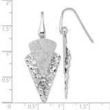 Sterling Silver Rhodium-plated Polished Brushed and Hammered Triangle Shepherd Hook Dangle Earrings