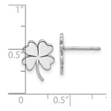 Sterling Silver Rhodium-plated Polished Clover Post Earrings