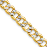 14k 7.75mm Semi-solid with Rhodium Pav‚ Curb Chain - PW-A0EDAA1F-5187