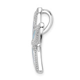 Sterling Silver Rhodium-plated Polished Created Blue Opal Starfish Slide