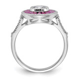 Sterling Silver Rhodium-plated Polished Created Ruby and CZ Ring - QR-B4CF0DD1-5831