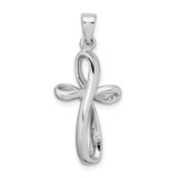 Sterling Silver Rhodium-plated Polished Cross Pendant - QC-A1028787-8676