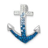 Sterling Silver Rhodium-Plated Polished Crystal Anchor Chain Slide - IP-A6233475-7239