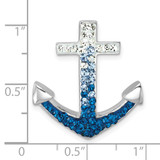 Sterling Silver Rhodium-Plated Polished Crystal Anchor Chain Slide - IP-A6233475-7239