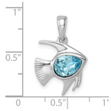 Sterling Silver Rhodium-plated Polished Crystal Angel Fish Pendant - PL-032AED50-6479