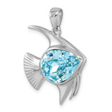 Sterling Silver Rhodium-plated Polished Crystal Angel Fish Pendant - PL-8D960E4C-5727