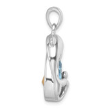 Sterling Silver Rhodium-plated Polished Crystal Dolphin Pendant - PL-5A1D7769-6807
