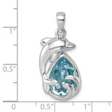 Sterling Silver Rhodium-plated Polished Crystal Dolphin Pendant - PL-5A1D7769-6807