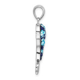 Sterling Silver Rhodium-plated Polished Crystal Dolphin Pendant - QP-E36F286C-2585