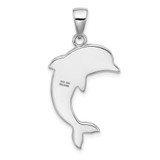 Sterling Silver Rhodium-plated Polished Crystal Dolphin Pendant - QP-E36F286C-2585