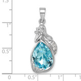 Sterling Silver Rhodium-Plated Polished Crystal Mermaid Pendant