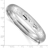 14k 7/16 White Gold Florentine Engraved 10.00mm Hinged Round Bangle Bracelet