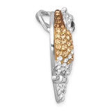 Sterling Silver Rhodium-plated Polished Crystal Owl Slide