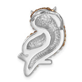 Sterling Silver Rhodium-plated Polished Crystal Owl Slide