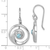 Sterling Silver Rhodium-Plated Polished Crystal Wave Dangle Earrings