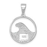 Sterling Silver Rhodium-Plated Polished Crystal Wave Whitecap Pendant