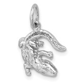 Sterling Silver Rhodium-plated Polished Curled Gator Pendant