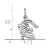 Sterling Silver Rhodium-plated Polished Curled Gator Pendant