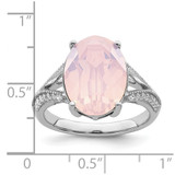Sterling Silver Rhodium-plated Polished CZ & Pink Crystal Ring - QR-BAA5ECD0-4981