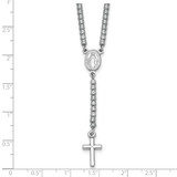 Sterling Silver Rhodium-plated Polished CZ 15.5 inch with 2 inch extender Rosary Necklace