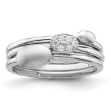 Sterling Silver Rhodium-plated Polished CZ 3 Ring Set - QR-169DDB9E-9235