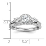 Sterling Silver Rhodium-plated Polished CZ 3-Stone Halo Size 8 Engagement Ring and Wedding Band Set