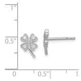Sterling Silver Rhodium-plated Polished CZ 4 Leaf Clover Post Earrings - QE-C827CA54-3859