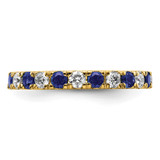 14k 7/8 carat Lab Grown Diamond VS/SI+ G+ and Lab Created Blue Sapphire Size 8.5 Eternity Band